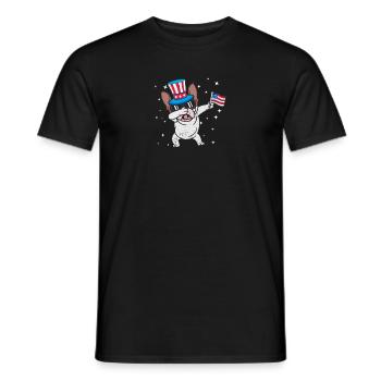 Dabbing Bouledogue Français 4 Juillet Patriote - T-shirt homme - noir - Devant - AI Model Male 178 light (178cm)