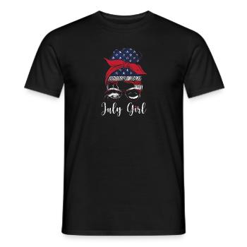 July Girl Wink Eye American Flag July 4 - Men's T-Shirt - black - Front - AI Model Male 178 light (178cm)