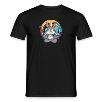 Hippie Hase Friedenszeichen Yoga Cool Hase Lustig - Männer T-Shirt - Schwarz - Vorne - AI Model Male 178 light (178cm)