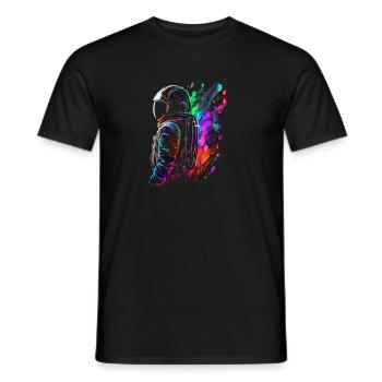 Outer Space Splash Art Coloré Fun Spaceman - T-shirt homme - noir - Devant - AI Model Male 178 light (178cm)