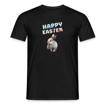 Funny Cute Happy Easter Bunny - Men's T-Shirt - black - Front - AI Model Male 178 light (178cm)
