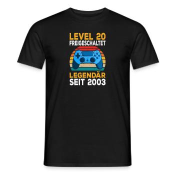 Level 20 freigeschalten Zocken Pc Zocker Gaming - Männer T-Shirt - Schwarz - Vorne - AI Model Male 178 light (178cm)