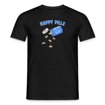 Glückliche Pillen Siamkatze Lustiges Kätzchen Liebhaber Katze - Männer T-Shirt - Schwarz - Vorne - AI Model Male 178 light (178cm)