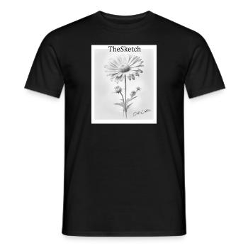 TheSketch - Bleistiftzeichnung Gänseblume - Männer T-Shirt - Schwarz - Vorne - AI Model Male 178 light (178cm)