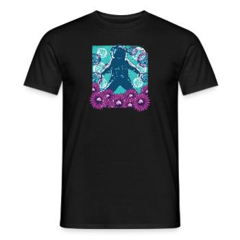 Astronaut Flowers - Mond & Weltall - Männer T-Shirt - Schwarz - Vorne - AI Model Male 178 light (178cm)