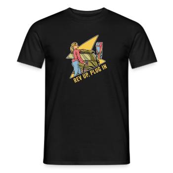 Véhicule électrique Voiture électrique Rev Up Plug In - T-shirt homme - noir - Devant - AI Model Male 178 light (178cm)