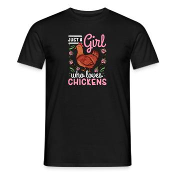 Chicken Just A Girl Who Loves Chickens - Men's T-Shirt - black - Front - AI Model Male 178 light (178cm)