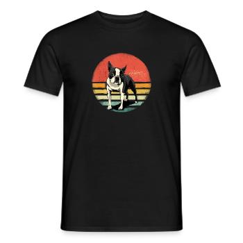 Retro Boston Bull Terrier Dog Puppy Boston - T-shirt homme - noir - Devant - AI Model Male 178 light (178cm)