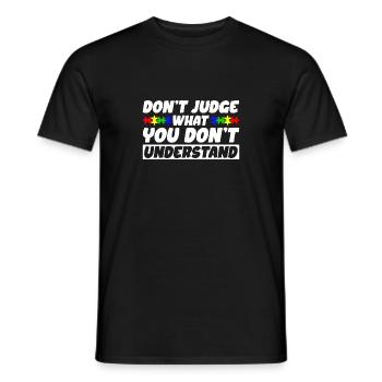 Sensibilisation à l’autisme – Ne jugez pas ce que - T-shirt homme - noir - Devant - AI Model Male 178 light (178cm)
