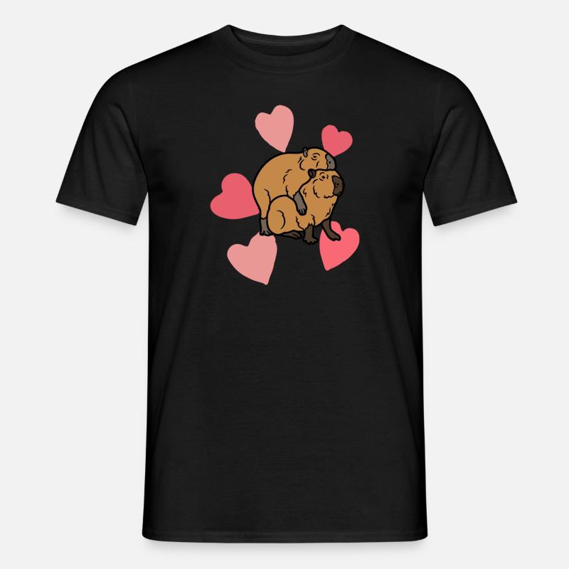 Verliebte Capybara - Männer T-Shirt - Schwarz
