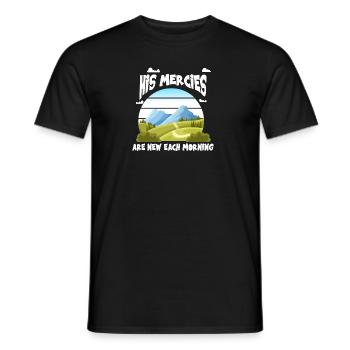 His Mercies Are New Each Morning Nature Mountains God - Men's T-Shirt - black - Front - AI Model Male 178 light (178cm)