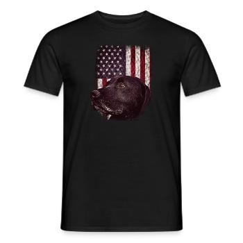 Patriotic USA Flag Black Labrador vêtements pour Lab - T-shirt homme - noir - Devant - AI Model Male 178 light (178cm)