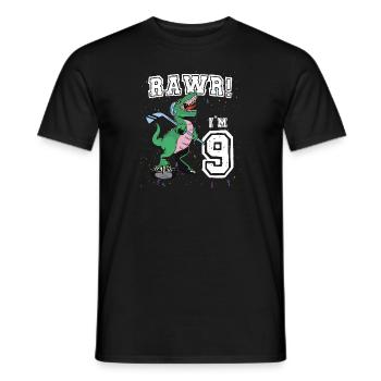 Rawr I'm 9 9th Birthday Party T Rex Dinosaurier - Männer T-Shirt - Schwarz - Vorne - AI Model Male 178 light (178cm)