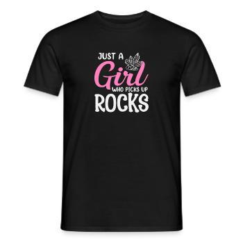 Juste une fille qui ramasse des minéraux rocheux - T-shirt homme - noir - Devant - AI Model Male 178 light (178cm)