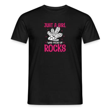 Juste une fille qui ramasse des minéraux rocheux - T-shirt homme - noir - Devant - AI Model Male 178 light (178cm)