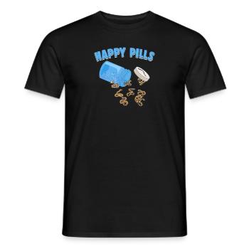 Glückliche Pillen Ball Python Lustige Schlangenliebhaber Humor - Männer T-Shirt - Schwarz - Vorne - AI Model Male 178 light (178cm)