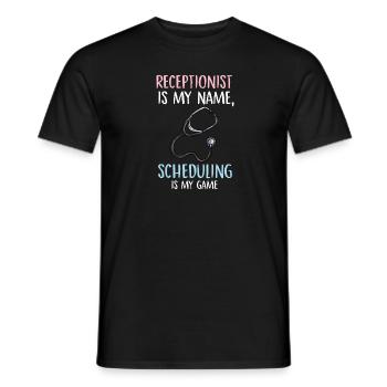 Réceptionniste est mon nom la planification est mon jeu - T-shirt homme - noir - Devant - AI Model Male 178 light (178cm)