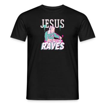 Rave Jesus - Techno DJ - Männer T-Shirt - Schwarz - Vorne - AI Model Male 178 light (178cm)