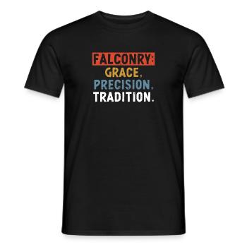 Falknerei Grace Precision Tradition Falkenjäger - Männer T-Shirt - Schwarz - Vorne - AI Model Male 178 light (178cm)