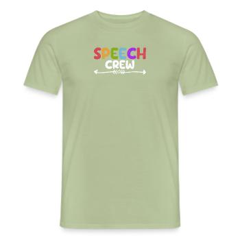 Speech Crew Funny Back To School Therapist Teacher - Men's T-Shirt - sage - Front - AI Model Male 178 light (178cm)