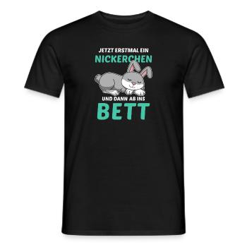 Schlafmütze Faulenzen Schlafen Pyjama Hase - Männer T-Shirt - Schwarz - Vorne - AI Model Male 178 light (178cm)