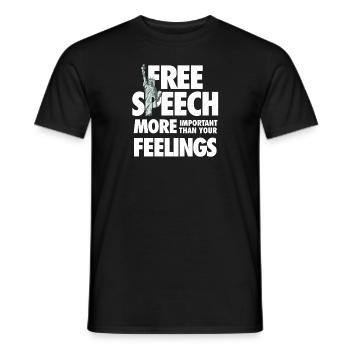 Redefreiheit ist wichtiger als Gefühle - Männer T-Shirt - Schwarz - Vorne - AI Model Male 178 light (178cm)