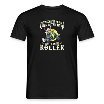 Unterschätze niemals einen alten Mann auf Roller - Männer T-Shirt - Schwarz - Vorne - AI Model Male 178 light (178cm)