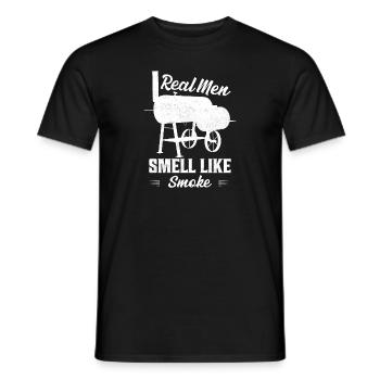Les vrais hommes sentent la fumée griller le fumeur de barbecue - T-shirt homme - noir - Devant - AI Model Male 178 light (178cm)