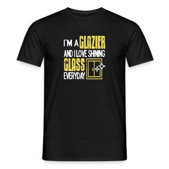Je suis un vitrier et j’aime le verre brillant tous les jours - T-shirt homme - noir - Devant - AI Model Male 178 light (178cm)