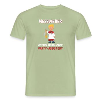 Messdiener Gottes heimlicher Party-Assistent - Männer T-Shirt - Sage - Vorne - AI Model Male 178 light (178cm)