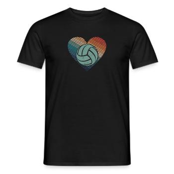 Beach Volleyball Silhouette Vintage Heart Retro - Men's T-Shirt - black - Front - AI Model Male 178 light (178cm)