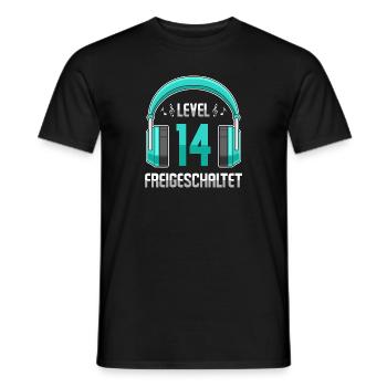 Level 14 Freigeschaltet Geburtstagsgeschenk - Männer T-Shirt - Schwarz - Vorne - AI Model Male 178 light (178cm)