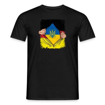 Ukrainian Tryzub Symbol on German flag - Ukraine - Men's T-Shirt - black - Front - AI Model Male 178 light (178cm)