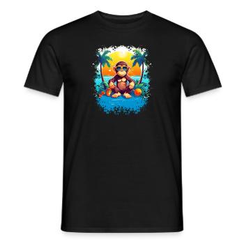 Tropical Monkey Paradise: Beac amusant et à la mode - T-shirt homme - noir - Devant - AI Model Male 178 light (178cm)
