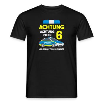 Polizist Einsatzleiter 6. Geburtstag Polizei - Männer T-Shirt - Schwarz - Vorne - AI Model Male 178 light (178cm)