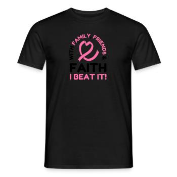Je bats le cancer du sein Ruban rose Cancer du sein - T-shirt homme - noir - Devant - AI Model Male 178 light (178cm)