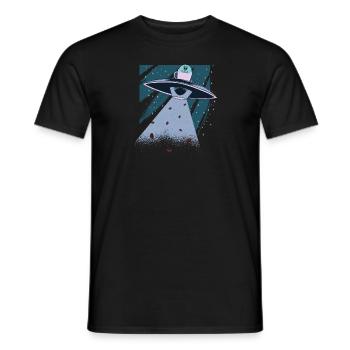 Alien, Ufo und Kaffee - Lustig - Männer T-Shirt - Schwarz - Vorne - AI Model Male 178 light (178cm)