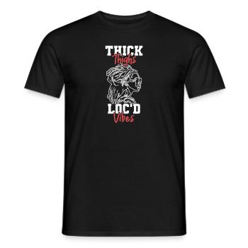 Cuisses épaisses Loc’d Vibes Afro Cheveux Noir Américain - T-shirt homme - noir - Devant - AI Model Male 178 light (178cm)
