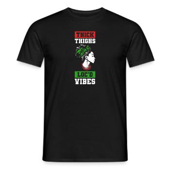 Thick Thighs Loc'd Vibes Afro Hair Black American - Men's T-Shirt - black - Front - AI Model Male 178 light (178cm)