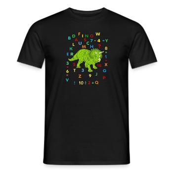 Dinosaurs, Triceratops, School Beginners, Alphabet - Men's T-Shirt - black - Front - AI Model Male 178 light (178cm)