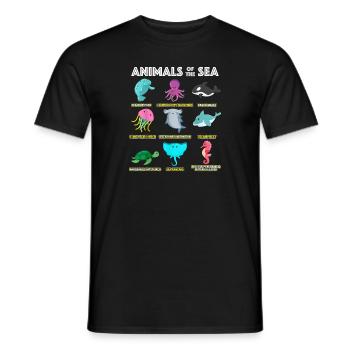 Animals Of The World Sea Creatures Funny Ocean - Men's T-Shirt - black - Front - AI Model Male 178 light (178cm)