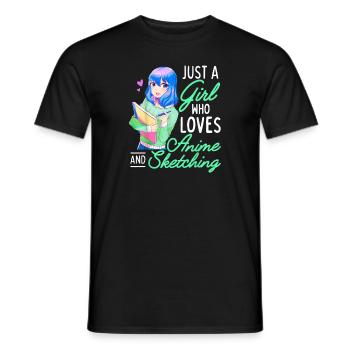 Anime and Sketching Just a Girl Who Loves Anime - Men's T-Shirt - black - Front - AI Model Male 178 light (178cm)