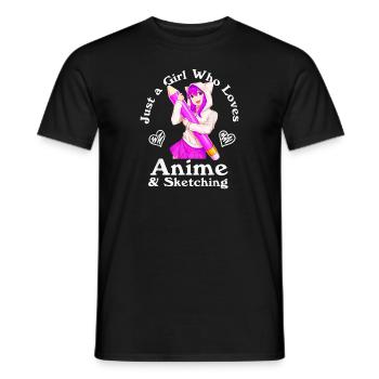 Anime and Sketching Just a Girl Who Loves Anime - Men's T-Shirt - black - Front - AI Model Male 178 light (178cm)