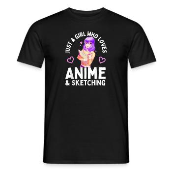 Anime and Sketching Just a Girl Who Loves Anime - Men's T-Shirt - black - Front - AI Model Male 178 light (178cm)