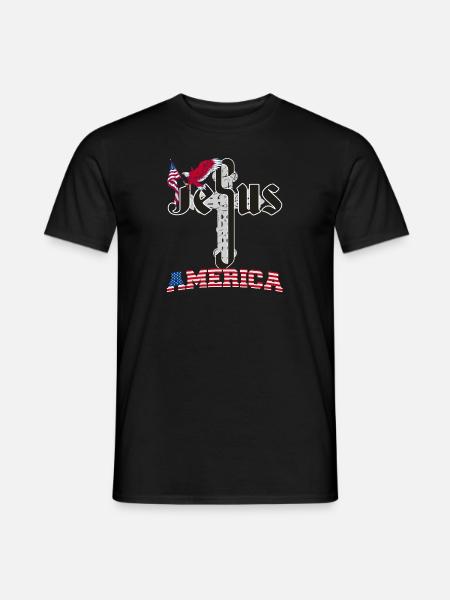Retro liebt Jesus und Amerika auch, Adler, 4. - Männer T-Shirt - Schwarz