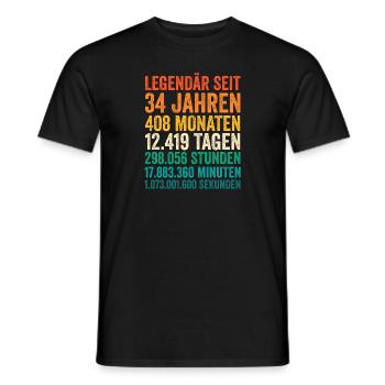 34 Jahre Vierunddreißigster Geburtstag - Männer T-Shirt - Schwarz - Vorne - AI Model Male 178 light (178cm)