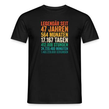 47 Jahre Siebenundvierzigster Geburtstag - Männer T-Shirt - Schwarz - Vorne - AI Model Male 178 light (178cm)