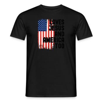 Loves Jesus and America Too - Men's T-Shirt - black - Front - AI Model Male 178 light (178cm)
