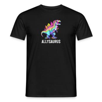 Allysaurus Dinosaurier Regenbogenflagge für Verbündete LGBT Wortspiel - Männer T-Shirt - Schwarz - Vorne - AI Model Male 178 light (178cm)