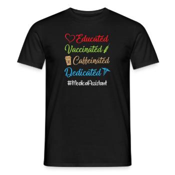 Gebildet, geimpft, koffeinhaltig, engagiert, medizinisch - Männer T-Shirt - Schwarz - Vorne - AI Model Male 178 light (178cm)